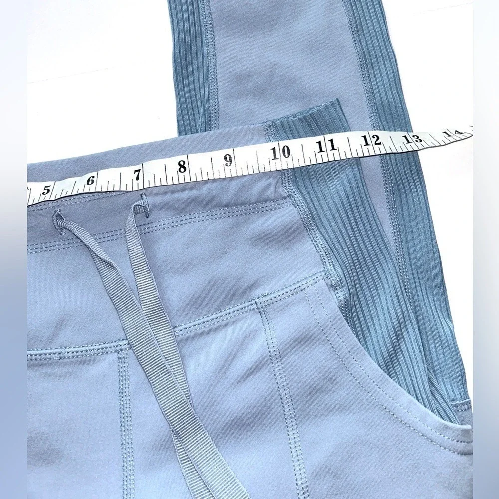 Glyder XS High-Waisted‎ Ice Blue Shape Leggings Joggers Pockets Ribbed Panels